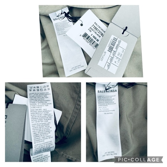 BALENCIAGA Gorgeous Logo all over written midi Poplin shirt dress Dust black - Picture 16 of 17